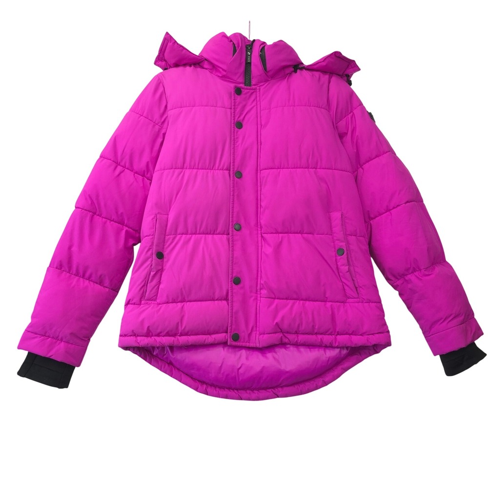 BCBGMAXAZRIA Pink Puffer Jacket Eco-Friendly Feather Free Hooded Parka Small